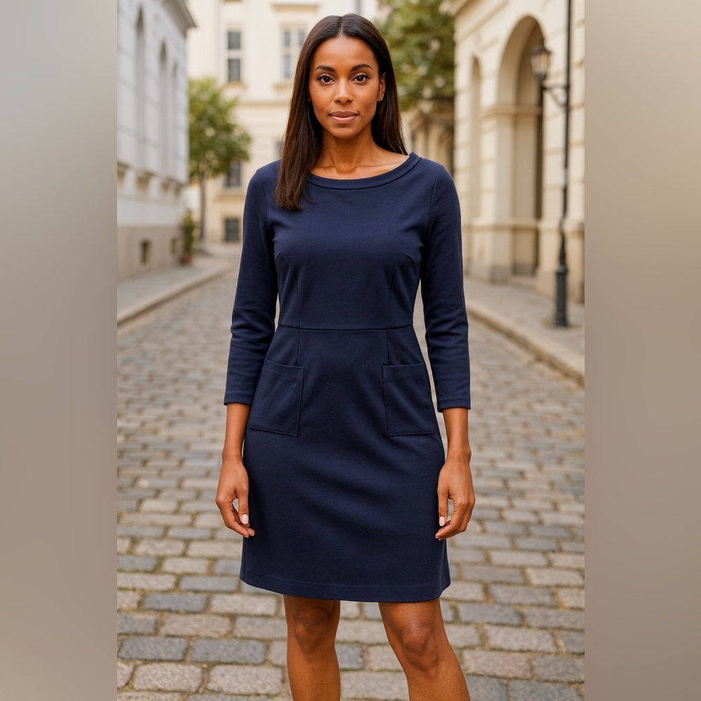 GAP Blue Long Sleeve Sheath Dress